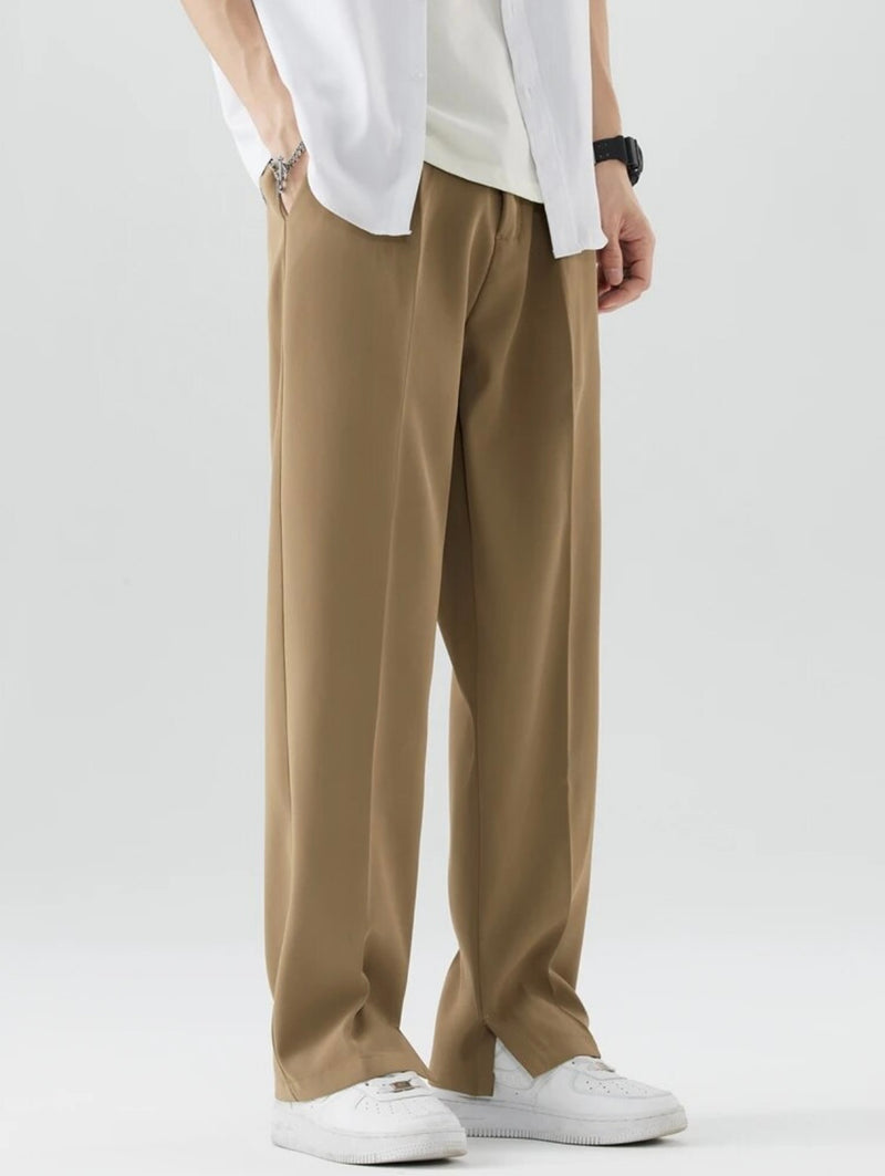 Straight leg trousers with loose drapery