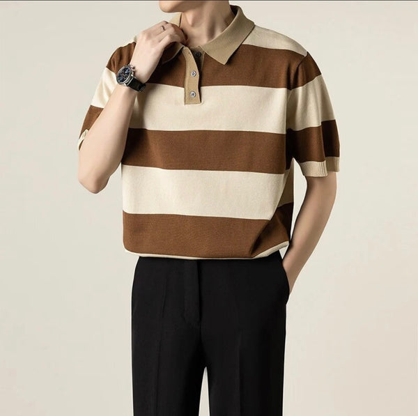 Casual Striped Knitted Polo