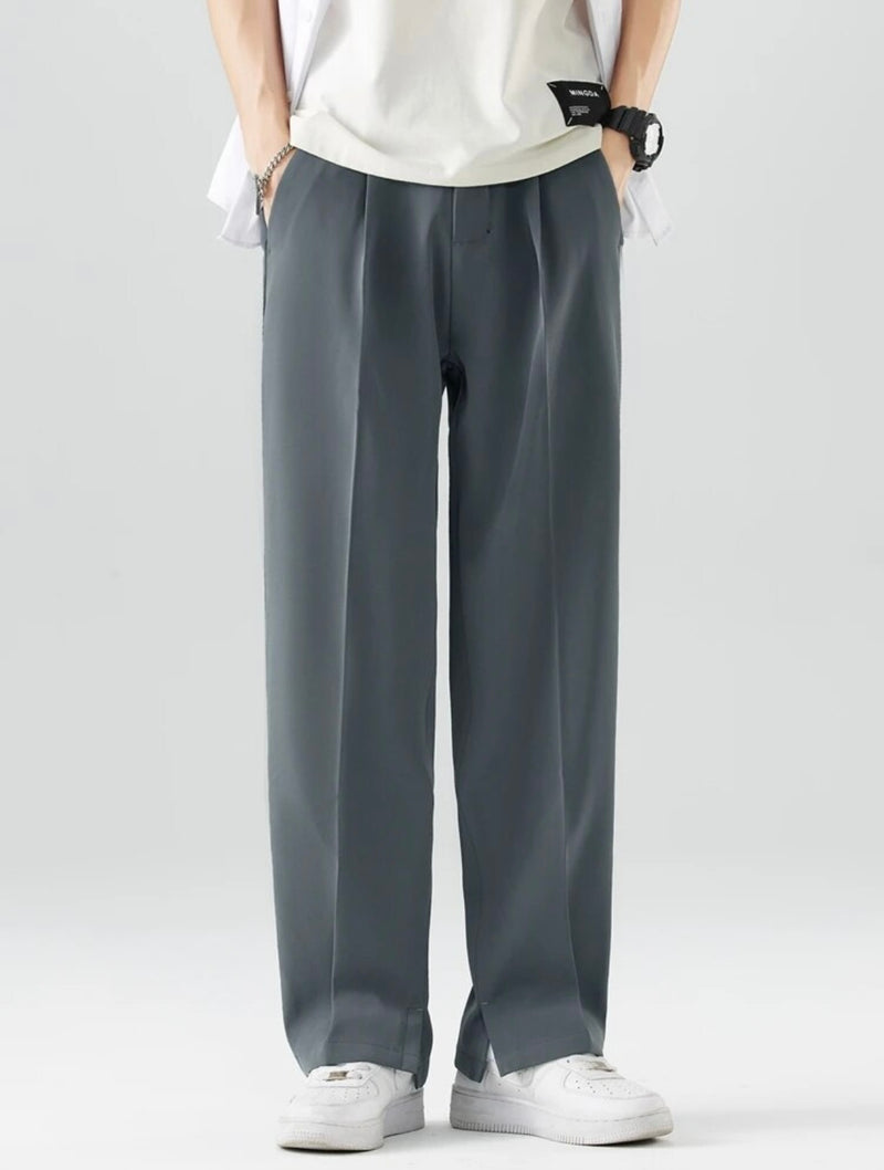 Straight leg trousers with loose drapery