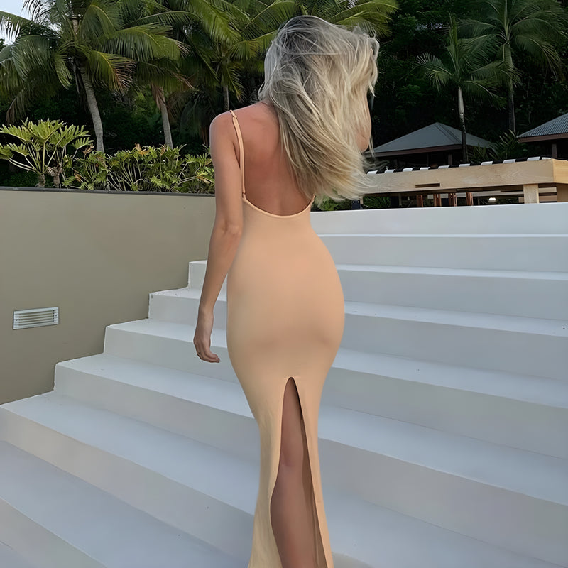 Vestido elegante sin mangas blanco