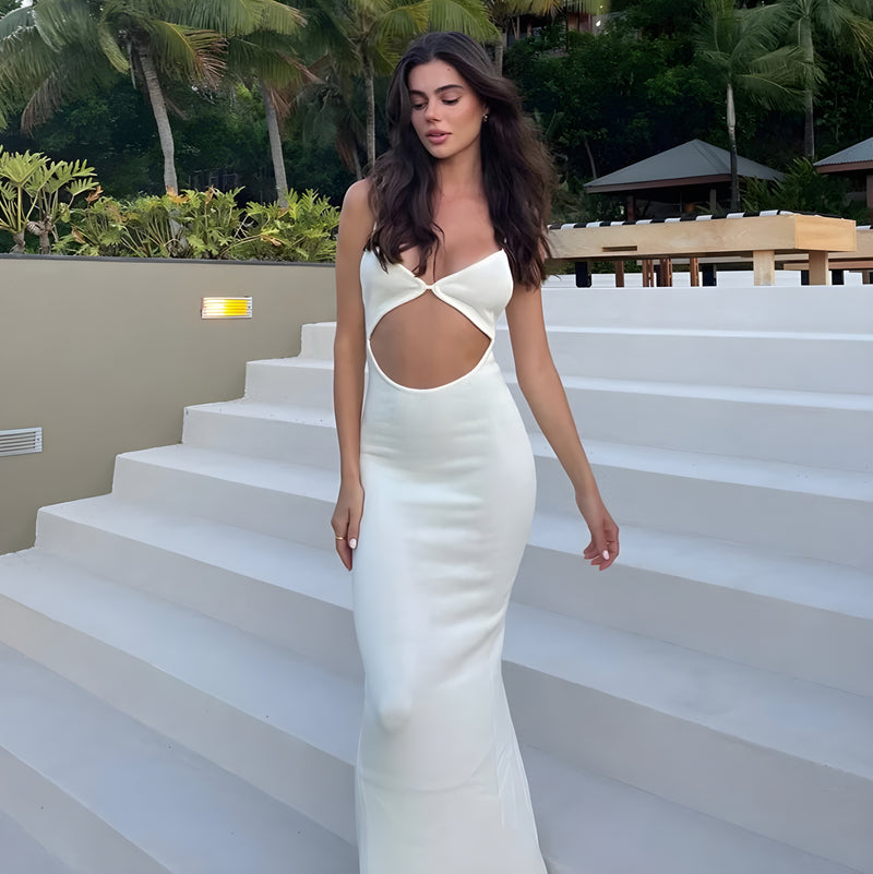 Vestido elegante sin mangas blanco