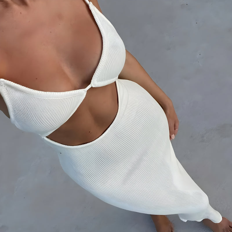 Vestido elegante sin mangas blanco