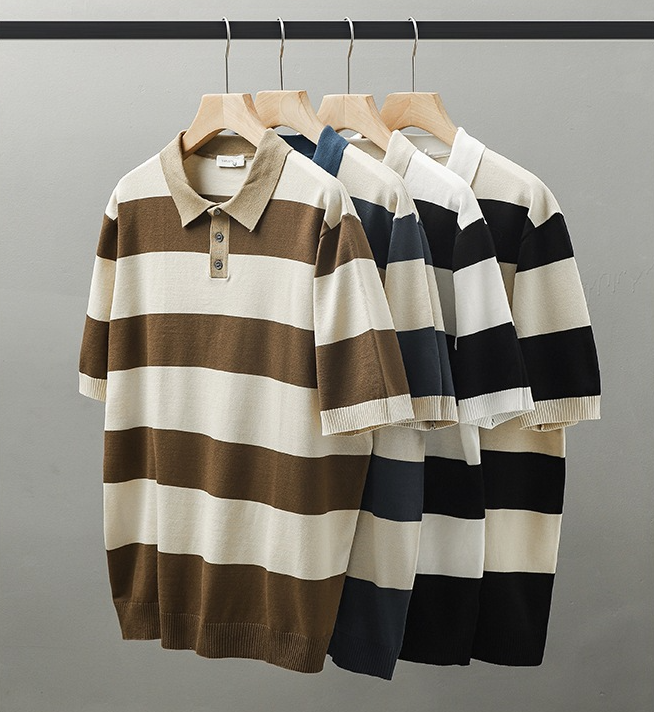 Casual Striped Knitted Polo